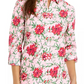 Charter Club Women's Linen-Blend Printed Tab-Sleeve Shirt Pink Size X-Large