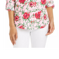 Charter Club Women's Linen-Blend Printed Tab-Sleeve Shirt Pink Size X-Large