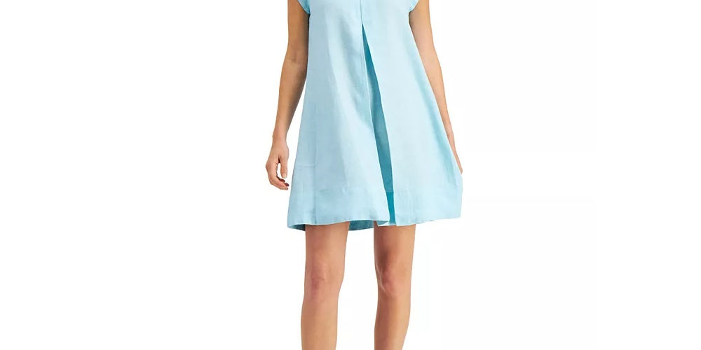 Charter Club Women's Tie-Back A-Line Dress Blue Size Large