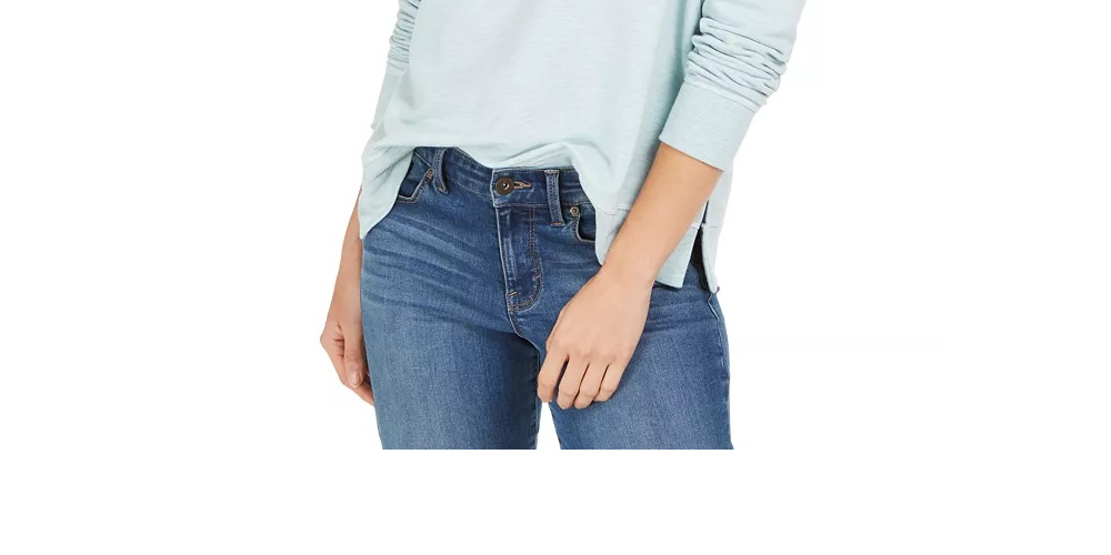 Style & Co Women's Contrast-Stitched Sweatshirt Green Size Small