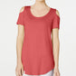 JM Collection Women's Cold Shoulder Swing T Shirt Red Size XX-Large