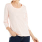 Style & Co Women's 3/4-Sleeve Scoop-Neck Top Pink Size Medium