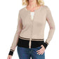 Karen Scott Women's Petite Colorblocked-Hem Cardigan Beige Size PL