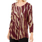 JM Collection Women's Metallic Print Top Purple Size PS