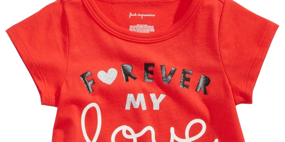 First Impressions Baby Girl's Forever-Print Cotton T-Shirt Medium Red Size 18MOS