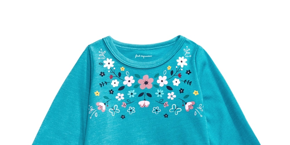 First Impressions Baby Girl's Cotton Floral-Print Peplum-Hem Tunic Blue Size 6-9MOS