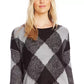 Vince Camuto Women's Textured Argyle Sweater Gray Size Small