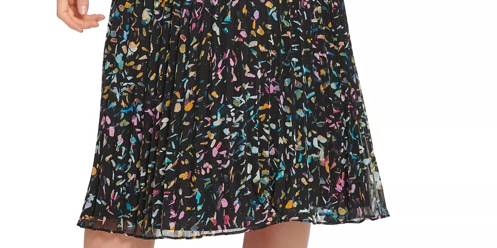 DKNY Women's Multicolor Mesh Skirt Black Size Large