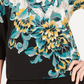 JM Collection Women's Petite Embellished Dolman-Sleeve Printed Top Black Size Small