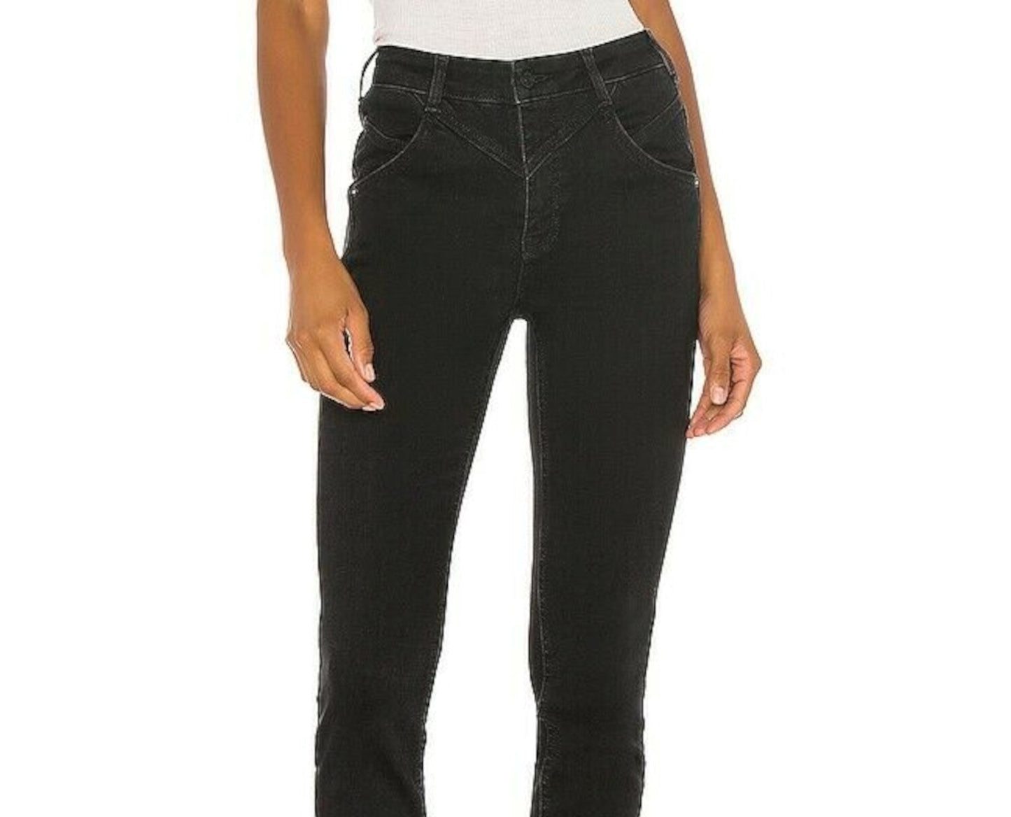 We The Free Women's Zippered Pocketed Skinny Jeans Black Size 25