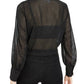 Bar III Women's Ruffled Metallic Dot Blouson Sleeve Top Black Size X-Large