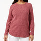 Karen Scott Women's Heather Long Sleeve Jewel Neck T Shirt Top Red Size Petite Small