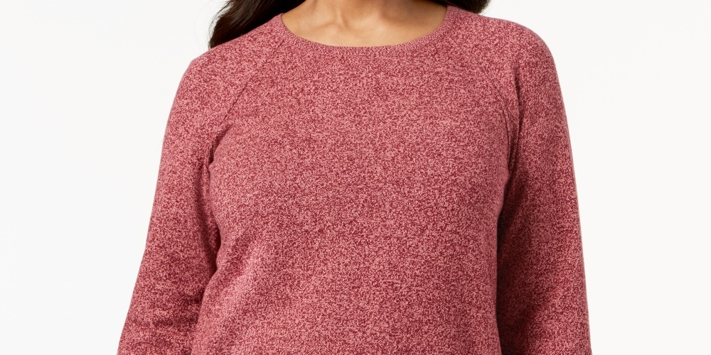 Karen Scott Women's Heather Long Sleeve Jewel Neck T Shirt Top Red Size Petite Small