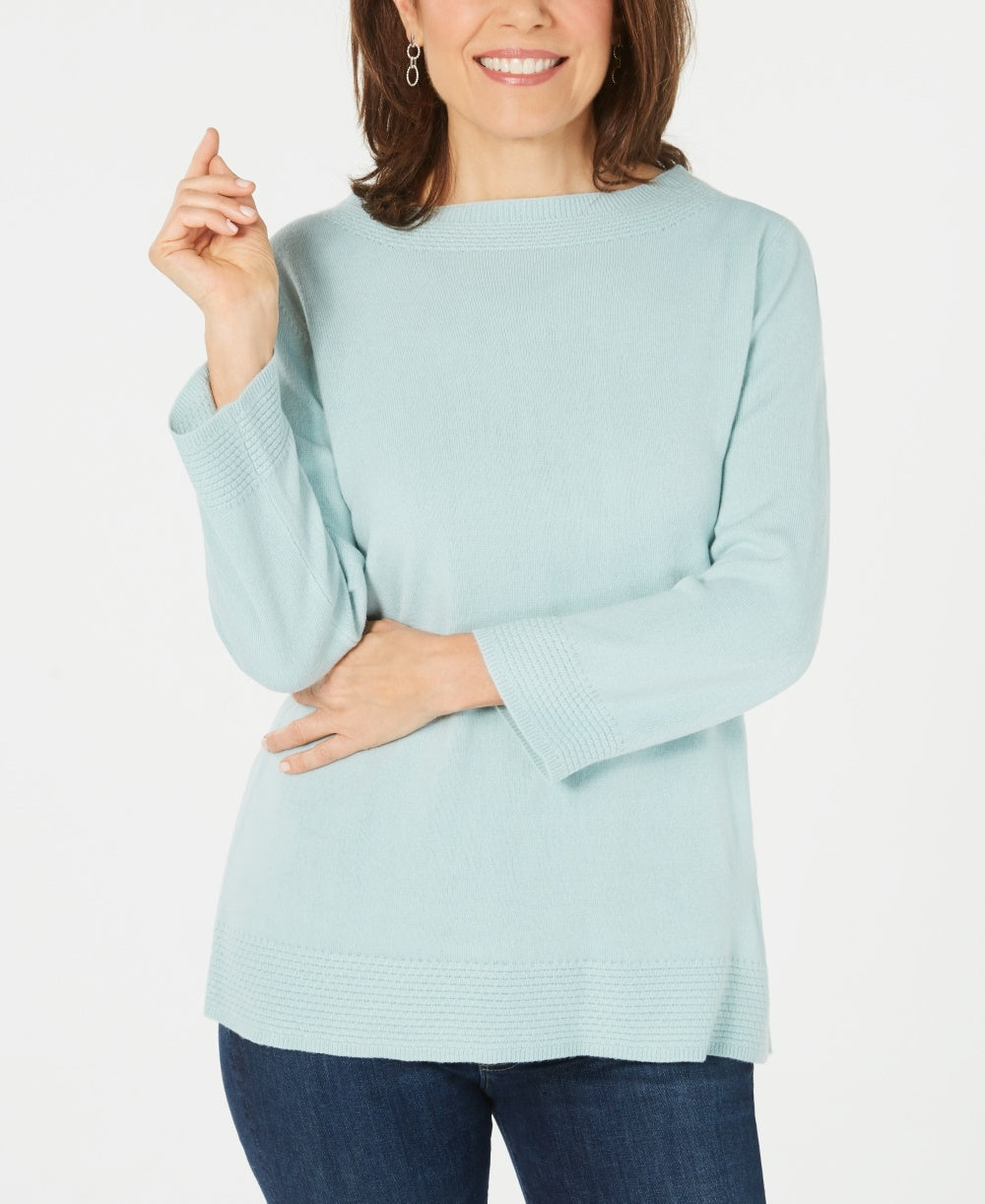 Karen Scott Women's Petite Boatneck Sweater Blue Size PL