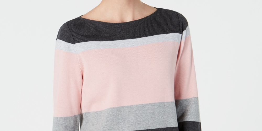 Karen Scott Women's Striped Boatneck Sweater  Medium Red Size X-Small