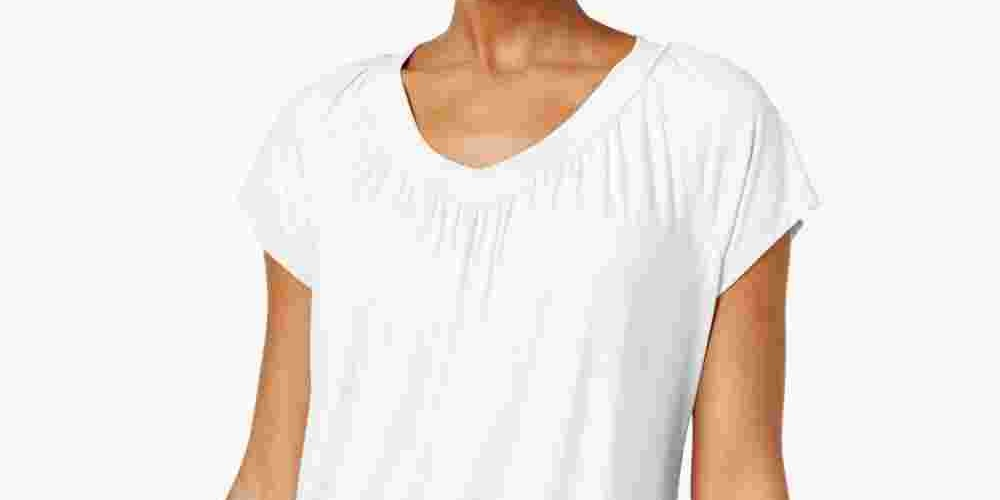 JM Collection Women's Blouson T Shirt White Size Small