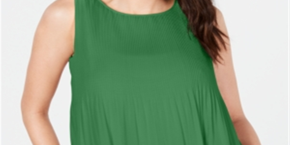 Alfani Women's Pleated Bubble Top Green Size M
