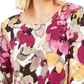 JM Collection Women's Petite Printed Jacquard Top  White Size Small