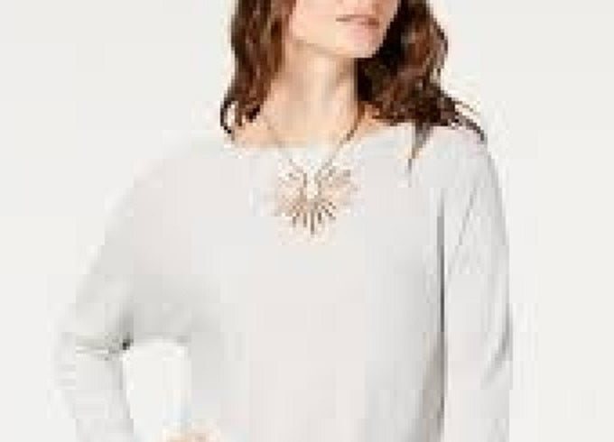 INC International Concept Women's Shirttail Sweater Gray Size Medium