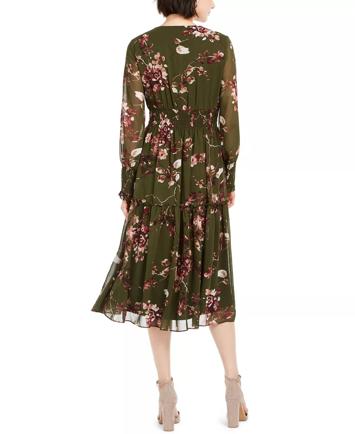 Taylor Women's Floral-Print V-Neck Dress Green Size 12