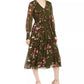 Taylor Women's Floral-Print V-Neck Dress Green Size 12
