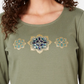 Karen Scott Women's Cotton Glitter Floral-Graphic Top Green Size XX-Large