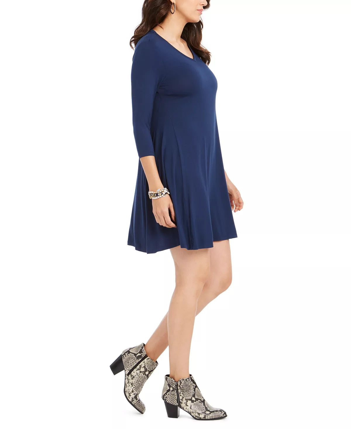 Style & Co Women's Petite Swing Dress Blue PM