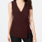 Alfani Women's Asymmetrical Wrap Top Brown Size X-Large