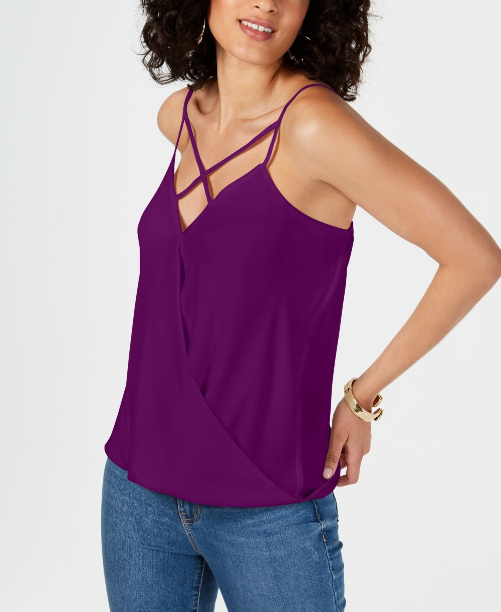 Thalia Sodi Women's Strappy-Trim Tank Top Purple Size Medium
