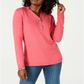 Karen Scott Women's Cotton Toggle Henley Sweater Pink Size Petite L