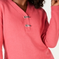 Karen Scott Women's Cotton Toggle Henley Sweater Pink Size Petite L