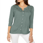 Style & Co Women's Eyelet Button Front Top Mint Size Medium