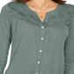 Style & Co Women's Eyelet Button Front Top Mint Size Medium
