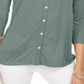 Style & Co Women's Eyelet Button Front Top Mint Size Medium