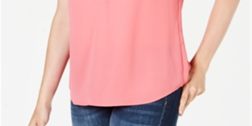 Charter Club Women's Split Neck Top Pink Size Small