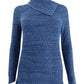 Style & Co Women's Pointelle Envelope Neck Sweater Blue Size Petite Small