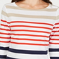 Charter Club Women's Pima Cotton Button Shoulder Stripe Top Red Size Small