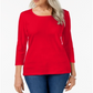 Karen Scott Women's Scoop Neck Top Red Size X-Small