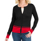 Karen Scott Women's Button Color Block Long Sleeve Open Cardigan Sweater Black Size Petite Small