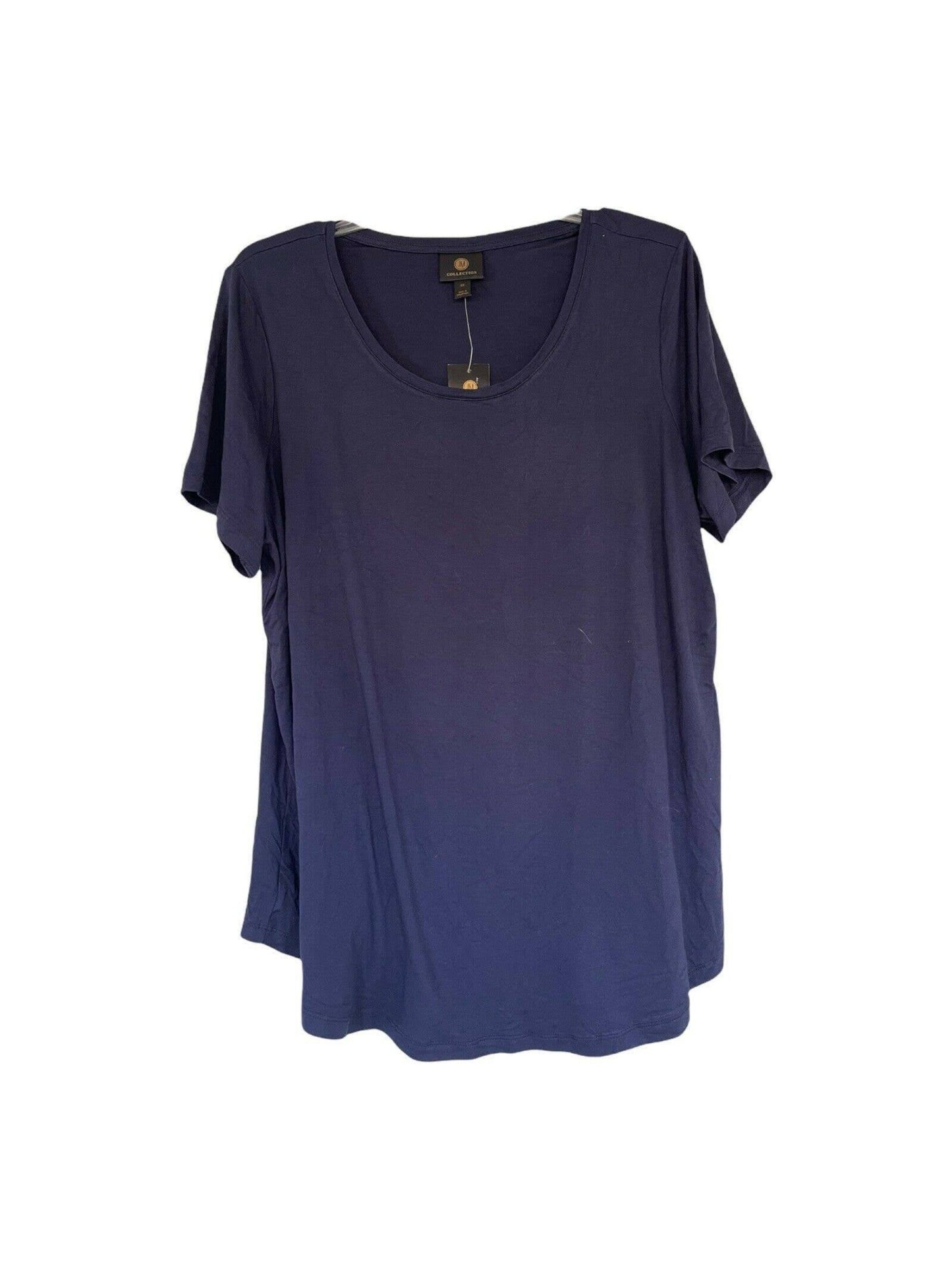 JM Collection Women's Scoop Neck Top Blue Size XX-Large