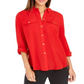 Charter Club Women's Two Pocket Shirt Red Size Medium