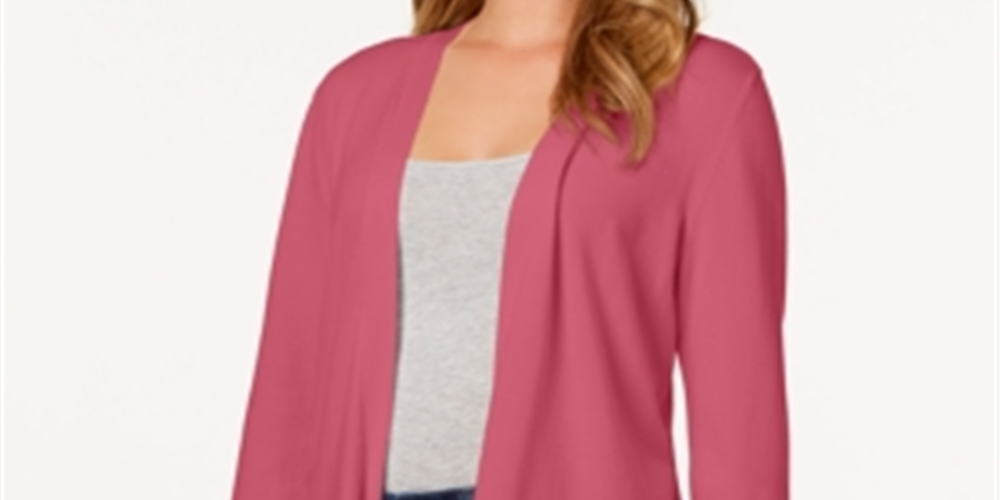 Charter Club Women's Open Front Cardigan Pink Size X-Large