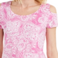 JM Collection Women's Printed Cold Shoulder Scoop Neck Top Pink Size X-Large