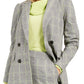 Bar III Women's Double Breasted Plaid Notch Collar Blazer Gray Size X-Large