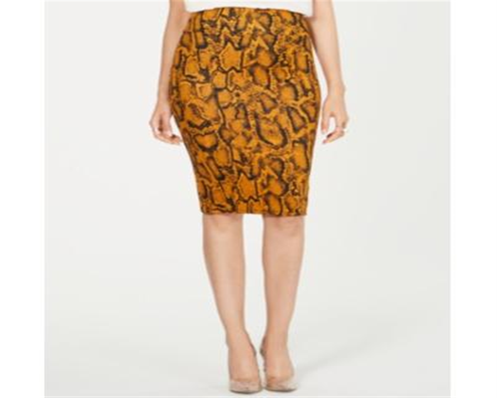 Thalia Sodi Women's Zipper Printed Scuba Skirt Yellow Size Large