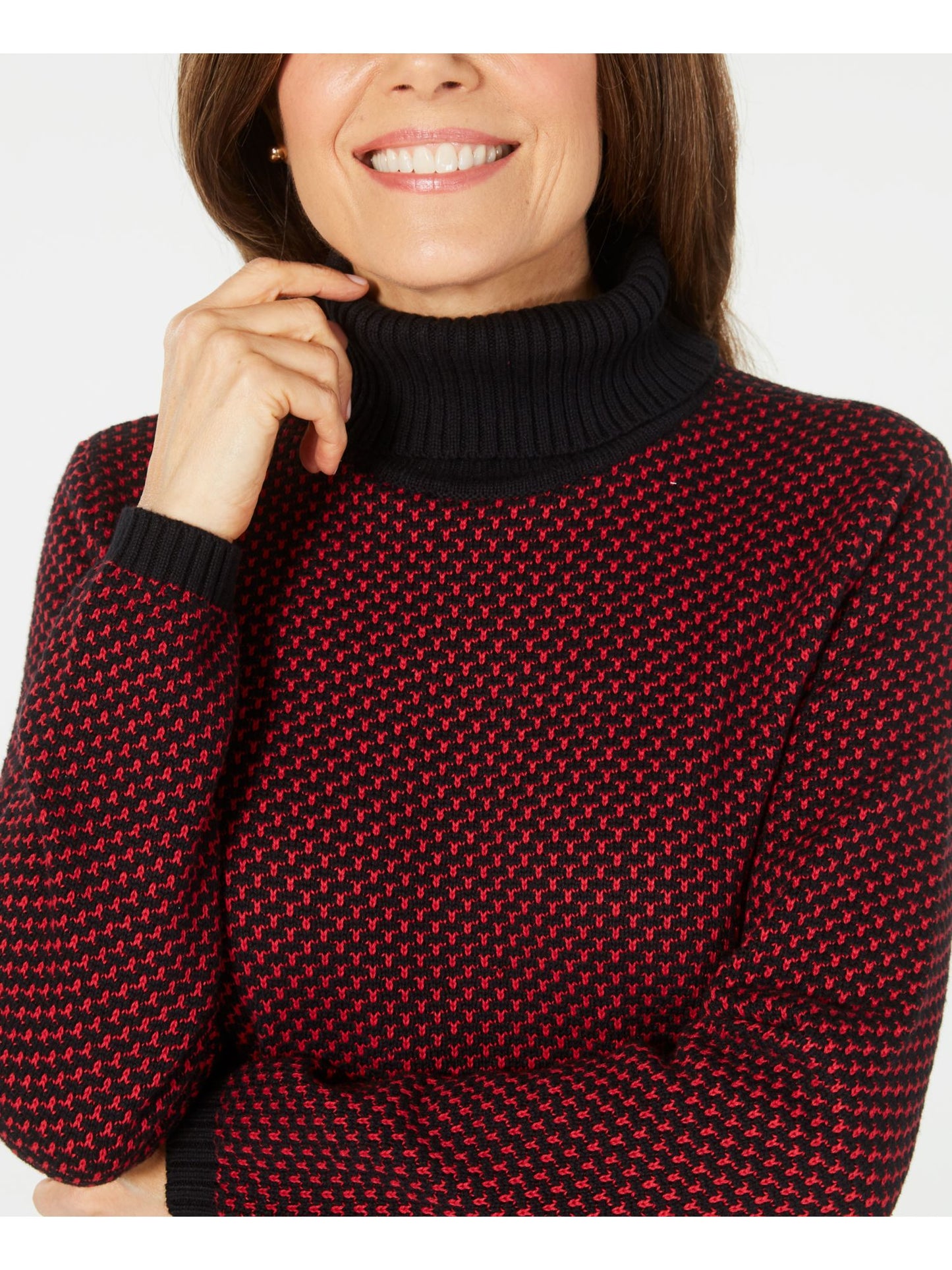 Karen Scott Women's Printed Long Sleeve Sweater Red Size X-Small