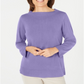 Karen Scott Women's Bateau Neck Long Sleeve Sweater Purple Size Small