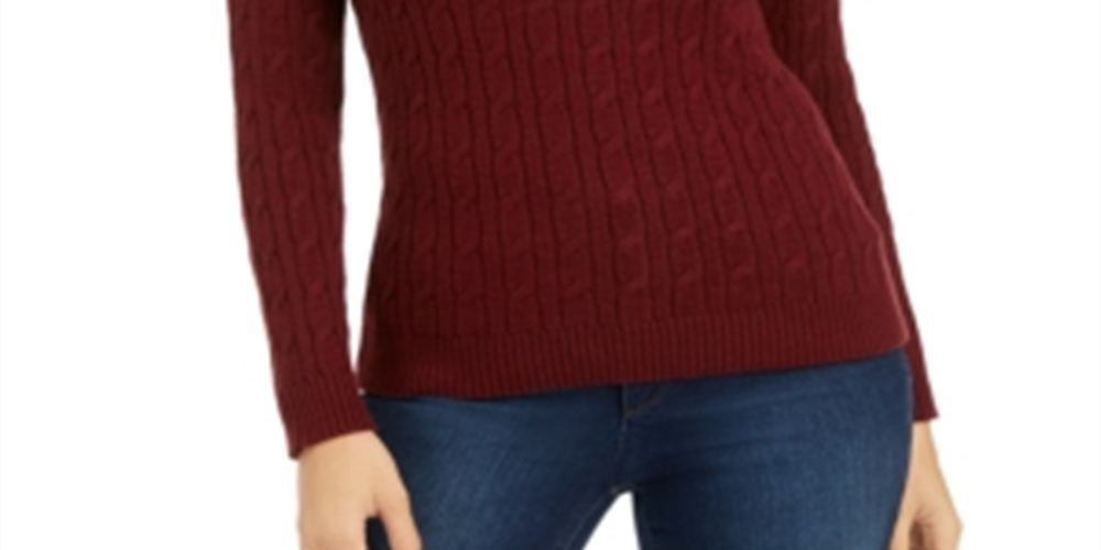 Charter Club Women's Textured Embellished Patterned Long Sleeve Jewel Neck Sweater Red Size X-Large