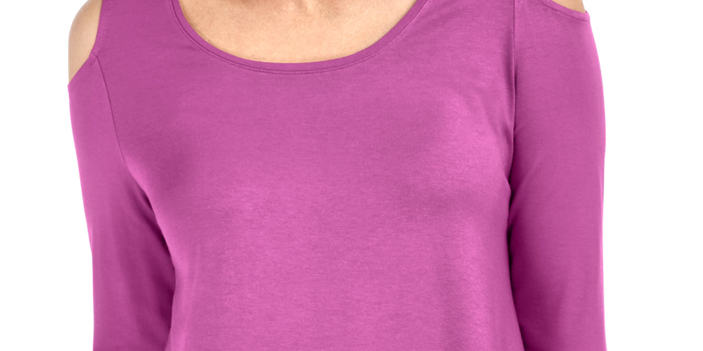 JM Collection Women's Cold Shoulder Top Pink Size Medium