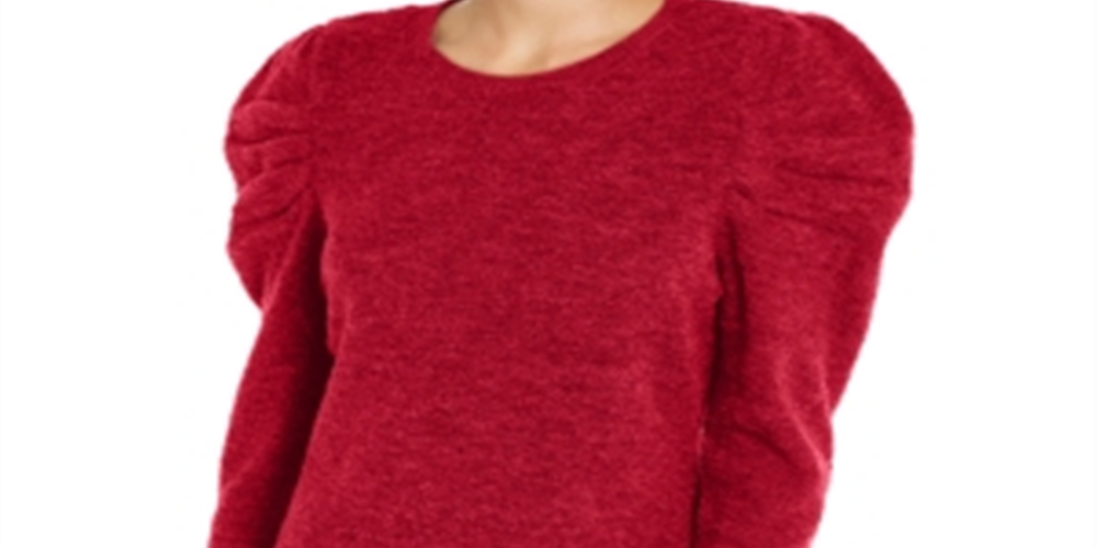 INC International Concepts Women's Puff Sleeve Sweater Red Size Petite Medium